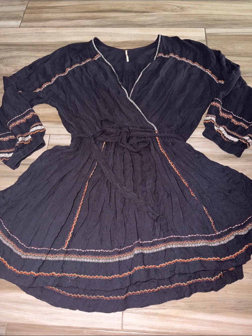 Free People navy boho long sleeve dress size large